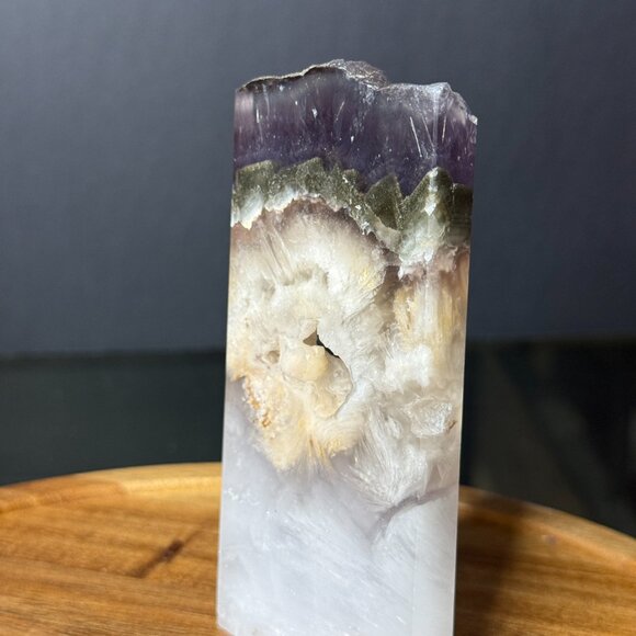 Fluorite Slab Cube Pyrite Inclusions Barite Feathered Slice Natural A - Picture 5 of 14